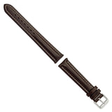 DeBeer 18mm Long Dark Brown Oil-tanned Leather with White Stitching and Silver-tone Buckle 8.25 inch Watch Band