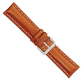 DeBeer 24mm Saddle Brown Oil-tanned Leather with White Stitching and Silver-tone Buckle 7.5 inch Watch Band
