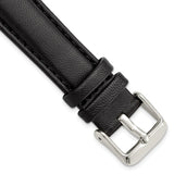 DeBeer 18mm Black Glove Leather with Silver-tone Panerai Style Buckle 7.75 inch Watch Band