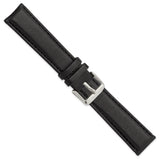 20mm Black Glove Leather Silver-tone Buckle Watch Band