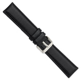 22mm Black Glove Leather Silver-tone Buckle Watch Band
