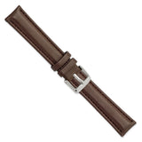 DeBeer 18mm Dark Brown Glove Leather with Silver-tone Panerai Style Buckle 7.75 inch Watch Band
