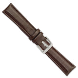 DeBeer 19mm Dark Brown Glove Leather with Silver-tone Panerai Style Buckle 7.75 inch Watch Band