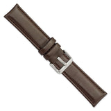 DeBeer 22mm Dark Brown Glove Leather with Silver-tone Panerai Style Buckle 7.75 inch Watch Band