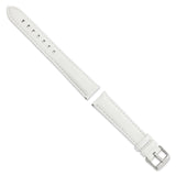 18mm White Glove Leather Silver-tone Buckle Watch Band