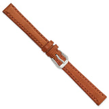 DeBeer 12mm Havana Italian Leather with Silver-tone Buckle 6.75 inch Watch Band