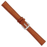 14mm Light Brown/Havana Italian Leather Silver-tone Buckle Watch Band