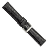 DeBeer 20mm Black Teju Liz Grain Leather with Silver-tone Buckle 7.5 inch Watch Band