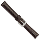 14mm Brown Teju Liz Grain Leather Silver-tone Buckle Watch Band