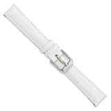 DeBeer 14mm White Teju Liz Grain Leather with Silver-tone Buckle 6.75 inch Watch Band