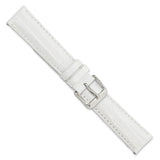 DeBeer 18mm White Teju Liz Grain Leather with Silver-tone Buckle 7.5 inch Watch Band