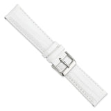 DeBeer 20mm White Teju Liz Grain Leather with Silver-tone Buckle 7.5 inch Watch Band