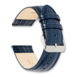 DeBeer 19mm Navy Teju Liz Grain Leather with Silver-tone Buckle 7.5 inch Watch Band