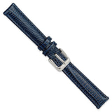 DeBeer 14mm Navy Teju Liz Grain Leather with Silver-tone Buckle 6.75 inch Watch Band