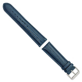 DeBeer 22mm Navy Teju Liz Grain Leather with Silver-tone Buckle 7.5 inch Watch Band