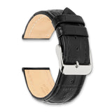 DeBeer 24mm Black Matte Alligator Grain Leather with Silver-tone Buckle 7.5 inch Watch Band