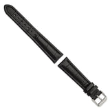 DeBeer 19mm Black Matte Alligator Grain Leather with Silver-tone Buckle 7.5 inch Watch Band