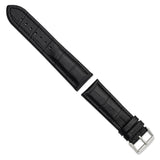 24mm Black Matte Alligator Grain Silver-tone Buckle Watch Band