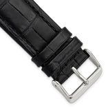 24mm Black Matte Alligator Grain Silver-tone Buckle Watch Band
