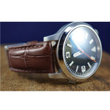 DeBeer 22mm Dark Brown Matte Alligator Grain Leather with Silver-tone Buckle 7.5 inch Watch Band