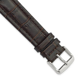 DeBeer 20mm Dark Brown Matte Alligator Grain Leather with Silver-tone Buckle 7.5 inch Watch Band