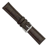DeBeer 22mm Dark Brown Matte Alligator Grain Leather with Silver-tone Buckle 7.5 inch Watch Band