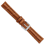 DeBeer 14mm Havana Matte Alligator Grain Leather with Silver-tone Buckle 6.75 inch Watch Band