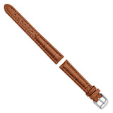 DeBeer 16mm Havana Matte Alligator Grain Leather with Silver-tone Buckle 7.5 inch Watch Band