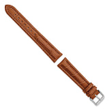 DeBeer 18mm Havana Matte Alligator Grain Leather with Silver-tone Buckle 7.5 inch Watch Band