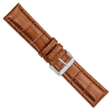 DeBeer 24mm Havana Matte Alligator Grain Leather with Silver-tone Buckle 7.5 inch Watch Band