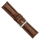 DeBeer 26mm Havana Matte Alligator Grain Leather with Silver-tone Buckle 7.5 inch Watch Band
