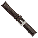 DeBeer 20mm Dark Brown Belting Leather with Brushed Silver-tone Steel Buckle 7.75 inch Watch Band