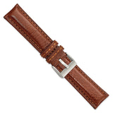 DeBeer 22mm Havana Belting Leather with Brushed Silver-tone Steel Buckle 7.75 inch Watch Band