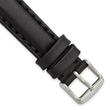 DeBeer 18mm Black Hand Stitched Oil Leather with Brushed Stainless Steel Buckle 7.5 inch Watch Band
