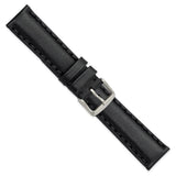 DeBeer 20mm Black Hand Stitched Oil Leather with Brushed Stainless Steel Buckle 7.5 inch Watch Band
