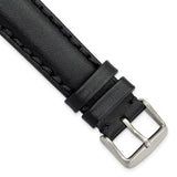 DeBeer 20mm Black Hand Stitched Oil Leather with Brushed Stainless Steel Buckle 7.5 inch Watch Band