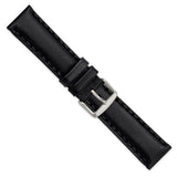 DeBeer 22mm Black Hand Stitched Oil Leather with Brushed Stainless Steel Buckle 7.5 inch Watch Band