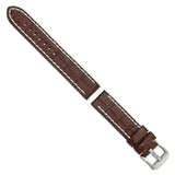 DeBeer 20mm Brown Matte Alligator Grain Leather with White Stitching and Silver-tone Panerai Style Buckle 8 inch Watch Band