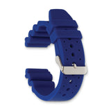 DeBeer 20mm Blue Silicone Rubber with Brushed Stainless Steel Buckle 8.5 inch Watch Band