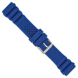 DeBeer 20mm Blue Silicone Rubber with Brushed Stainless Steel Buckle 8.5 inch Watch Band