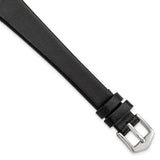 Gilden Long 14mm Black Calfskin Silver-tone Buckle Watch Band