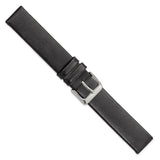 DeBeer 18mm Black Italian Calfskin Leather with Square End Silver-tone Buckle 7.75 inch Watch Band
