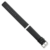 DeBeer 20mm Black Italian Calfskin Leather with Square End Silver-tone Buckle 7.75 inch Watch Band