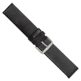 DeBeer 22mm Black Italian Calfskin Leather with Square End Silver-tone Buckle 7.75 inch Watch Band
