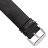 DeBeer 22mm Black Italian Calfskin Leather with Square End Silver-tone Buckle 7.75 inch Watch Band