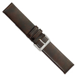 DeBeer 22mm Dark Brown Italian Calfskin Leather with Square End Silver-tone Buckle 7.75 inch Watch Band