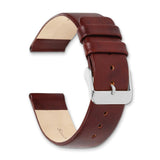 DeBeer 20mm Havana Italian Calfskin Leather with Square End Silver-tone Buckle 7.75 inch Watch Band