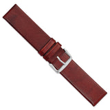 DeBeer 22mm Havana Italian Calfskin Leather with Square End Silver-tone Buckle 7.75 inch Watch Band