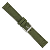 DeBeer 20mm Olive Nylon Canvas with Black Leather Lining and Brushed Stainless Steel Buckle 7.75 inch Watch Band