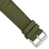 DeBeer 24mm Olive Nylon Canvas with Black Leather Lining and Brushed Stainless Steel Buckle 7.75 inch Watch Band